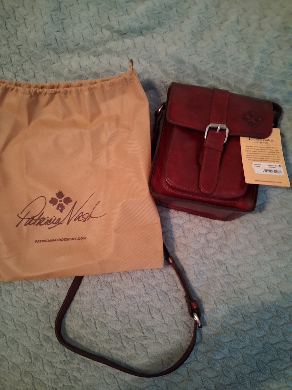Patricia Nash Burgundy Leather Buckle Crossbody - Picture 2 of 4